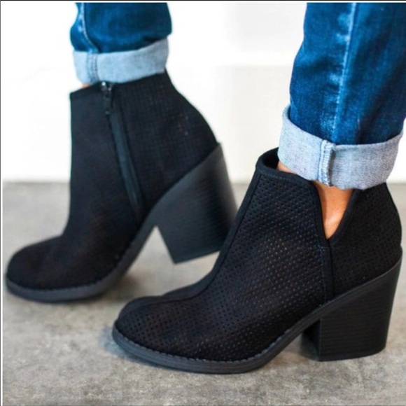 ⚡️Perforated Vegan Suede Booties - Picture 2 of 7